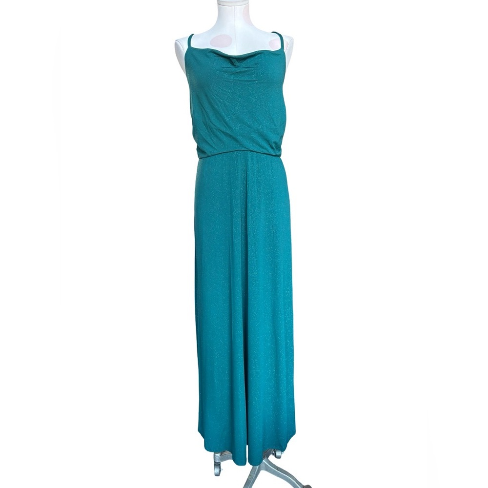 White Birch Sparkle Teal Maxi Dress/ large